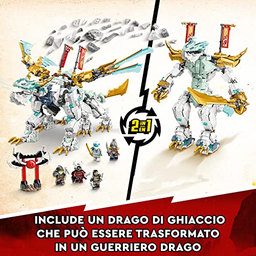 NINJAGO Drago di Ghiaccio di Zane, Set 2in1 con Drago Giocattolo e Guerriero Action Figure, Costruzione per Bambini, Bambine, Ragazzi e Ragazze con 5 Minifigure, Idea Regalo di Compleanno 71786 - Lego - Immagine 4