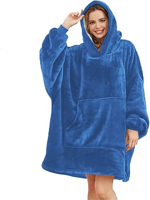 Unisex Oversized Hoodie Sherpa Fleece Blanket, Wearable Cosy Ultra Soft Plush Big Pocket Oversize Sweatshirt, One Size Fits All Women Girls Adults Men Boys Kids