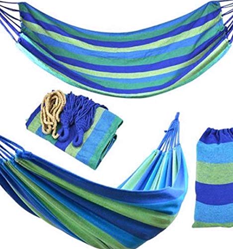 asdf Hamaca A Rayas Individual Cama De Salón Al Aire Libre Hamaca De Lona Gruesa Hamaca para Dormir Hamaca De Camping Hamaca Al Aire Libre (Azul)