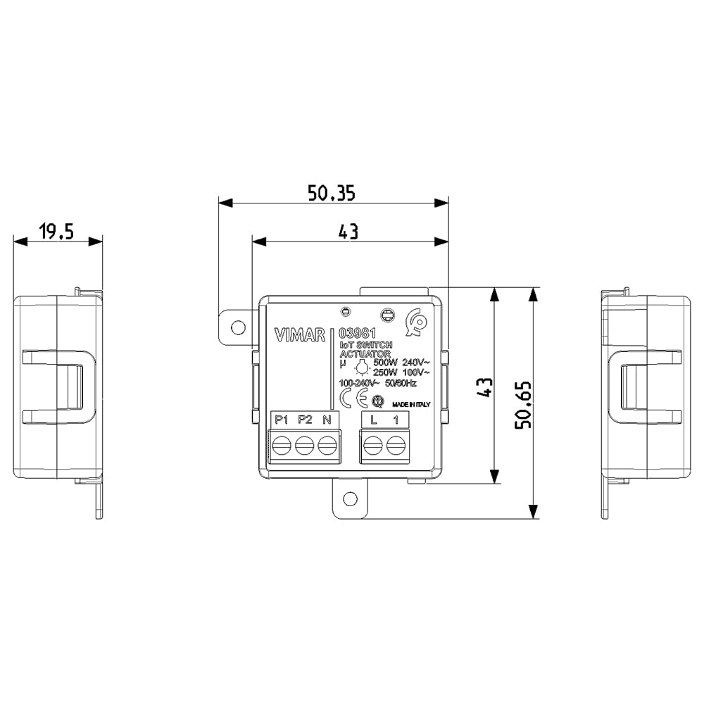 Vimar 03981 Modulo relè connesso IoT con uscita NO, per lampade ad incandescenza, LED, fluorescenti, trasformatori, controllo da remoto, doppia tecnologia Bluetooth e Zigbee, Grigio