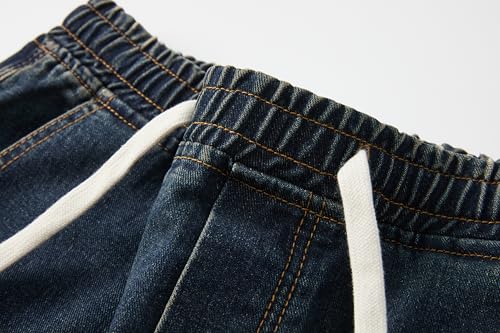 Men's Retro Relaxed FeelingFull Drawstring Straight Leg JeansSlim Fit CasualClassicVersatileSuitable for Both FatThin3