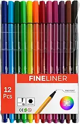 Kit 12 Canetas Fineliner Coloridas Ponta Fina 0.4mm para Desenho e Escrita com Tintas Vibrantes, Secagem Rápida, Ergonômicas, Linha Premium (12)