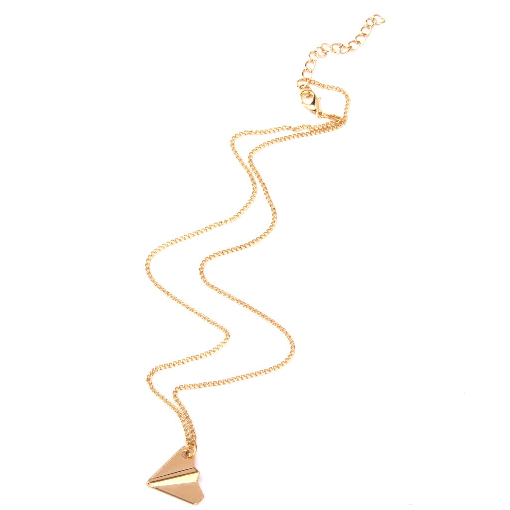 Fashion Paper Airplane Designed Pendant Necklace Inspired Jewelry Gold-image-4