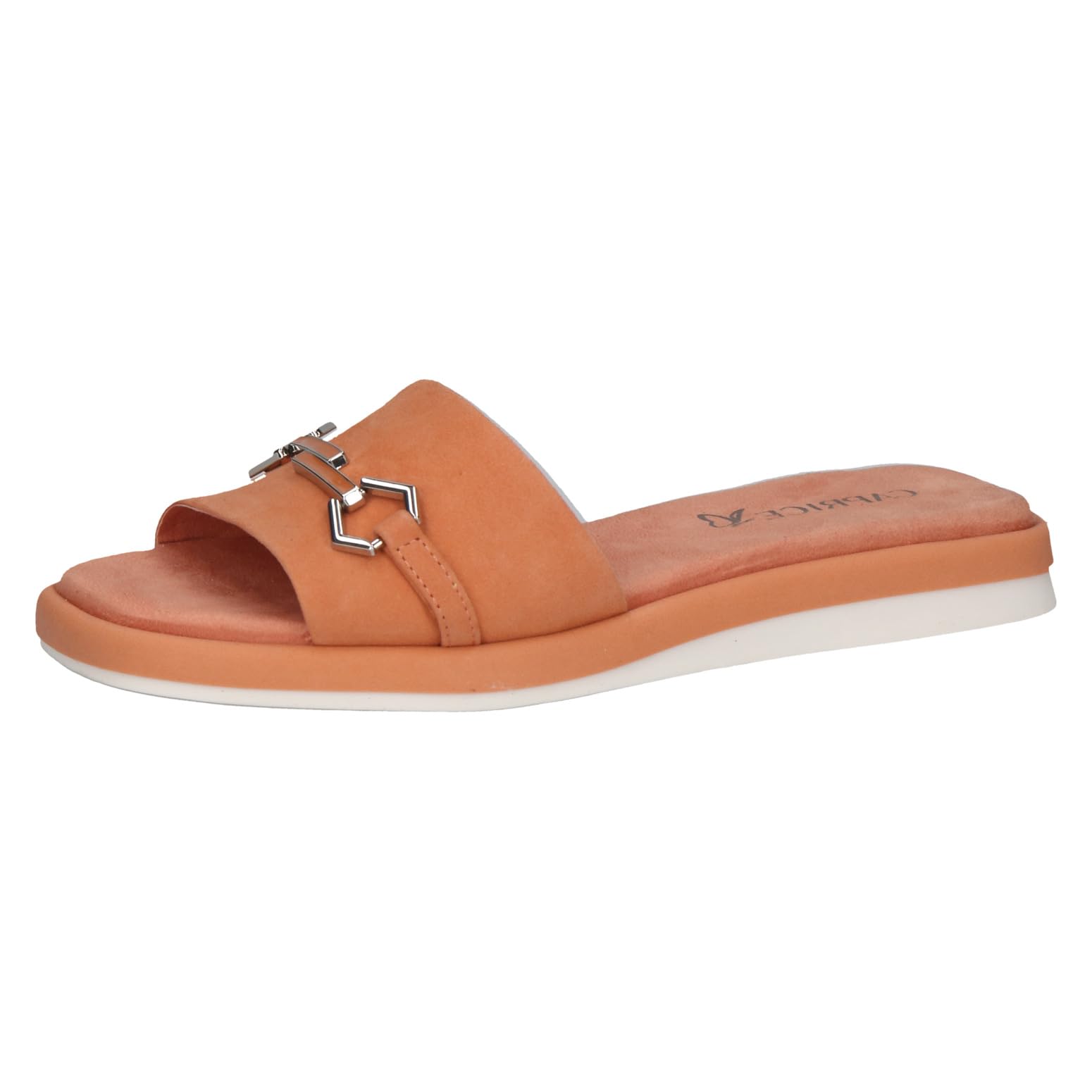 CAPRICE Women's Leather Mules with Footbed, Orange (Orange Suede), 8 UK