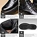 QEOSNBX Men'S Genuine Leather Platform Combat Boots Fashion Lace Up Side Zipper Lug Sole Non-Slip High Top Motorcycle Boots Comfort Outdoor Waterproof Soft Sole Work Ankle Booties (Black velvet,9)