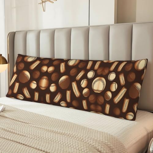Housse de coussin rétro marron avec imprimé baseball vintage - 7