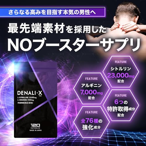 シトルリン アルギニン 亜鉛 NO系 メンズ パフォーマンス サプリ デナリテン /特許取得成分6種配合 サビート アストラジン バイオペリン 全76種配合 国産 30日分 (1個)