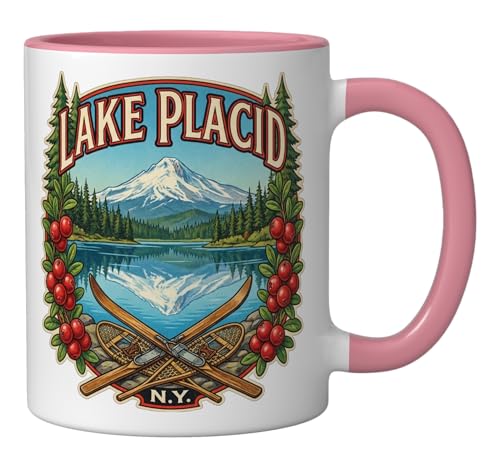 Taza de cerámica retro rosa y blanca 11 oz miniatura 2