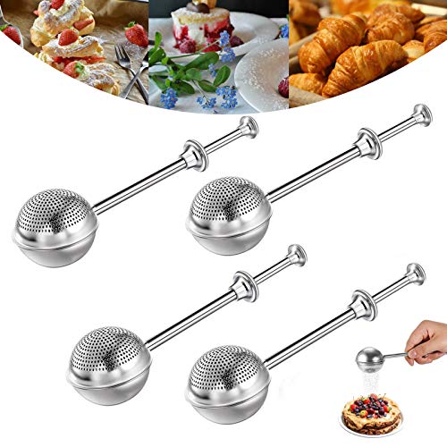 Dusting Wand For SugarStainless Steel Spring Operated Handle Operation Shaker Duster For Sugar Flour and Spices 4PC