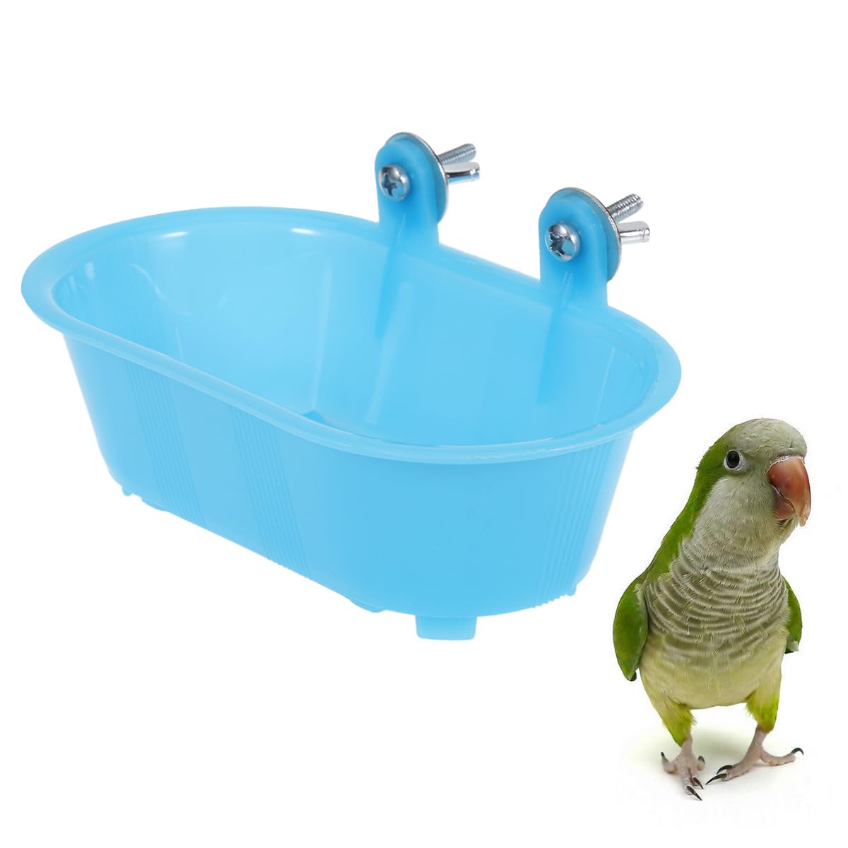 POPETPOP Bird Bathing Tub for Birds Parrot Bathtub with Bottom Mirror Fun Bird Shower Pool for Parakeets and Munia Lightweight and Durable Design