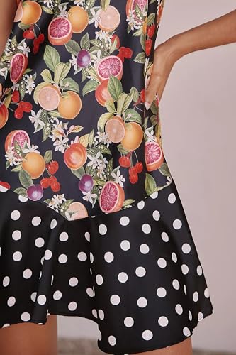 Image of NUFIWI Women Boho Graffiti Cami Mini Dress Spaghetti Strap Printed A Line Short Dress Backless Cut Out Colorful Sundress