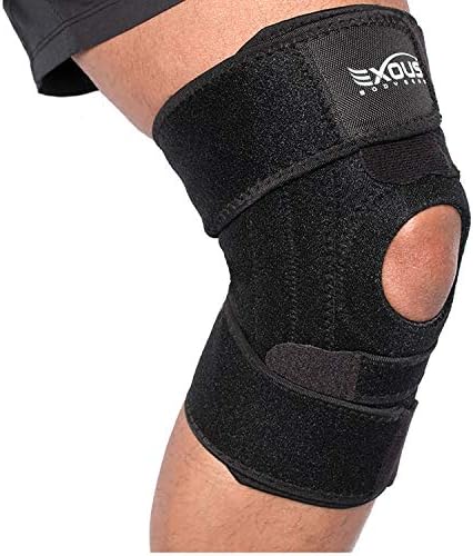 EXOUS BODYGEAR Knee Brace Meniscus Tear Support Fits Women, Men For Arthritis Acl, Mcl Pain Patented 4-way Adjustable NonSlip Wraparound Strap Dual Side Stabilizer For Patella Stability Size [medium]