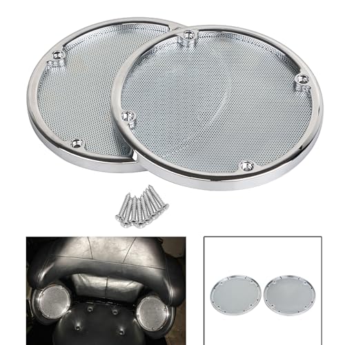 Image of Chrome Rear Speaker Trim Grills Mesh Covers For Harley Electra Glide Classic FLHTC 1996-2013 Trike Street Glide FLHXXX 2010-2011