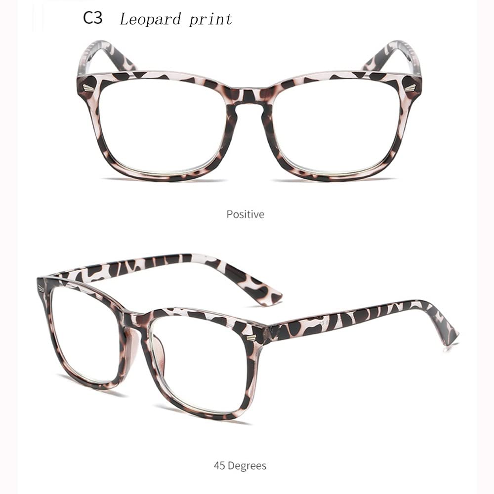 FREAZE Retro Lesehilfe Brillen Anti Blaulicht Lesebrille Anti Rays Computer Brille Für Damen Herren Fashion Brille Lesehilfe Ultraleicht 1.0X,1.5X 2 Stück (Color : Leopard Print, Size : +1.5)