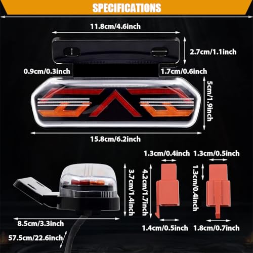 Image of STHIRA 6'' LED Motorcycle Tail Light, 12V Wired Rear Brake and Turn Signal Light, Waterproof Riding Warning Light for Motorcycle Modification and Safety