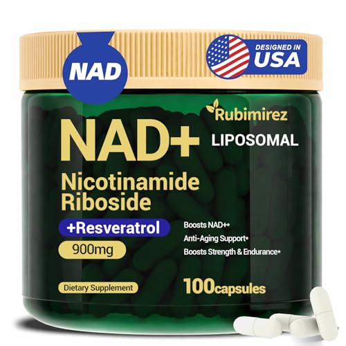 Image of NAD+ Supplement with, Nicotinamide Riboside & Resveratrol 900mg - Anti-Aging Support for Women & Men, NMN Alternative, Vegan Non-GMO - 100 Capsules