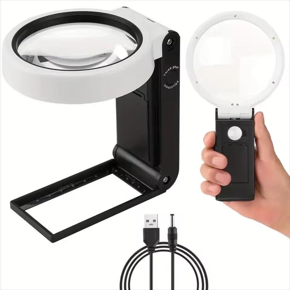 Lente d'ingrandimento pieghevole 6X 25X con lente d'ingrandimento portatile leggera adatta per lavoro di lettura