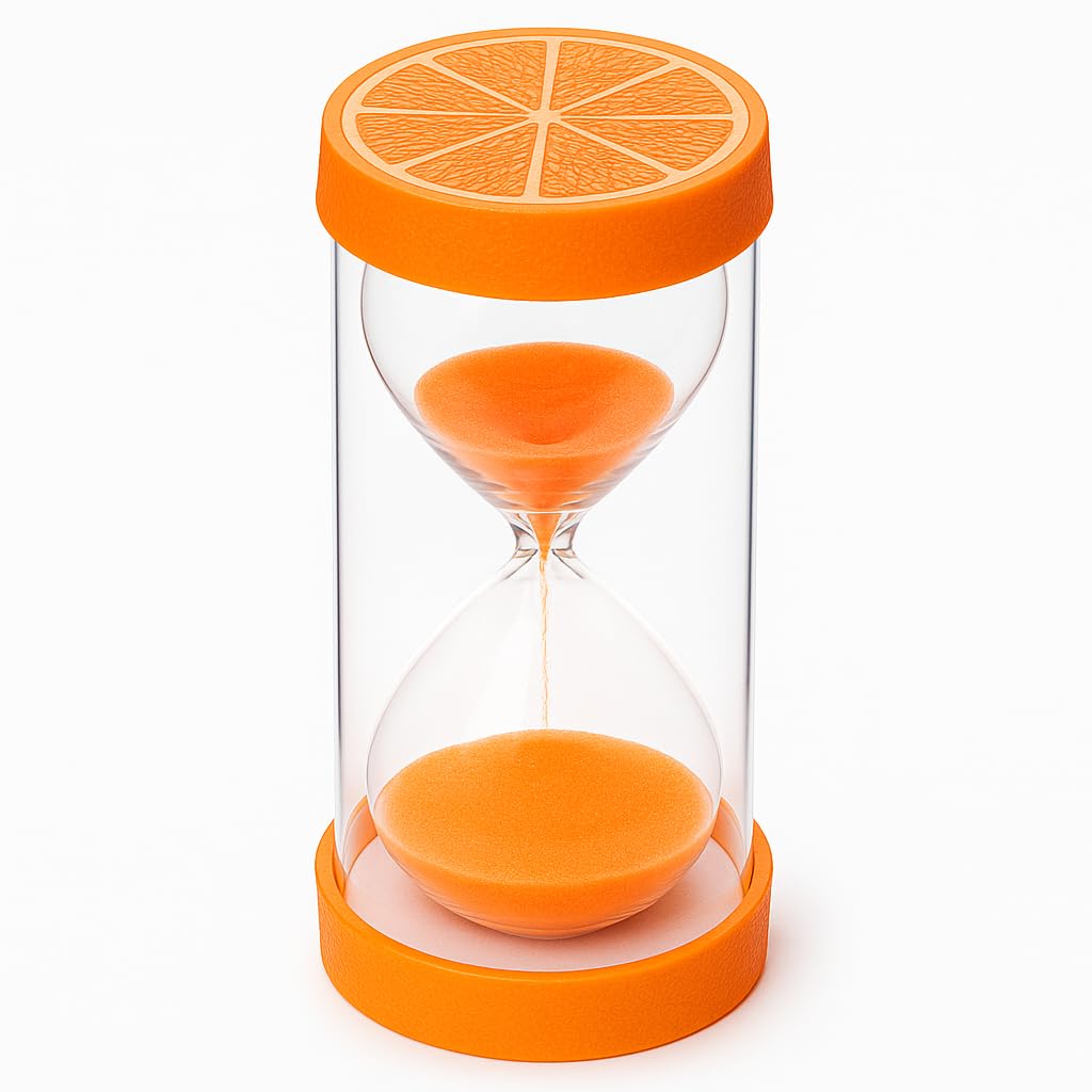 Jumbo Fruit Sand Timers for Kids – Durable, Colourful Hourglasses for Time Management and Learning – Perfect for Classrooms, Homework, Therapy, and Play (5 Min Orange)