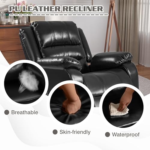 Sillón Confort Cuero Transpirable Reclinable Negro miniatura 4