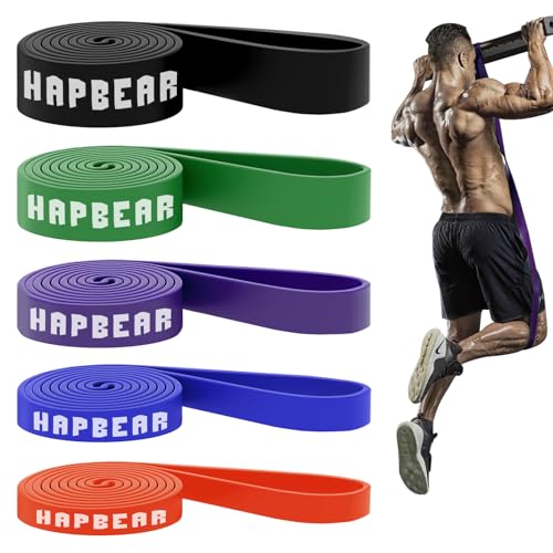 HAPBEAR Pull Up Assistance Bands Set of 5 - Resistance Bands for Working Out, Stretching, Physical Therapy, Muscle Training Multicolor (30-250LBS)