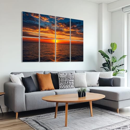 8 pack paneles acústicos con arte absorción sonora, diseño playa tropical atardecer, decorativo autoadhesivo 48"x32" miniatura 6