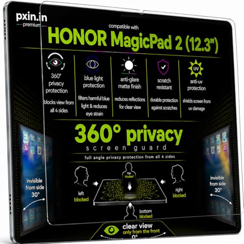 Image of Pxin 360 Pro Privacy Screen guard compatible with Honor MagicPad 2 (12.3 inch) | Anti Glare | Anti UV | Anti Blue | Anti Reflection | Privacy Filter | Unbreakable Build