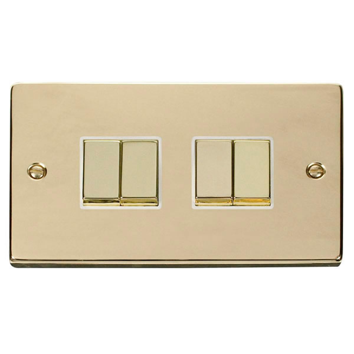 Polished Brass 10A 4 Gang 2 Way Ingot Light Switch