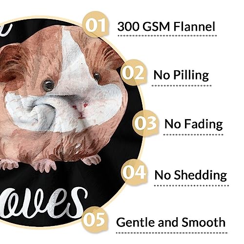 Personalized Guinea Pig Blanket Gifts with Name - 40x50 Inches Cute Throw for Girls - Black Soft Fuzzy Blankets for Bed, Couch & Living Room