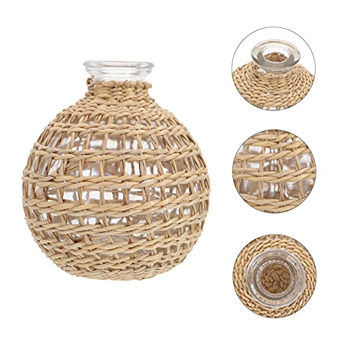 DOITOOL Glass Farmhouse Vases Clear Flower Bud Vase with Wrapped Rope Coastal Style Hydroponic Vase Vintage Country Vase Planter Table Centerpiece - Image 4