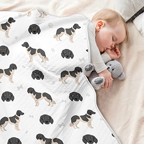 Image of Swaddle Blanket Stabyhoun Coat Cotton for Infants, Receiving Lightweight Soft Swaddling for Crib, Stroller, Nursery, 30X40 in