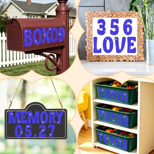 Image of Bulletin Board Letters 74 PCS Glitter Letter Stickers Large 5 Inch, Blue | 12 Sheets,Alphabet Number Stickers,Self-Adhesive,Sticker Letters for Poster Board,Classroom,Display,Mailbox,Craft,Party Decor