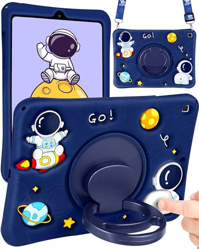 SurgeCraft for Samsung Galaxy Tab S6 Lite Case 10.4” - Cute Astronaut Girls Cover Kawaii Boys Women with Strap Handle Stand Soft Silicone Covers for Samsung S6 Lite Tablet Case SM-P610/P613/P615/P619