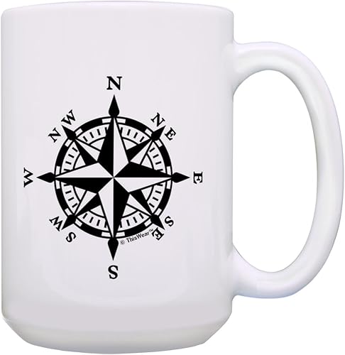 Miniatura 8 de ThisWear Regalos de campamento para mujeres, brújula náutica, brújula, senderismo, camping, regalos temáticos, taza de café de cerámica de 11 oz con