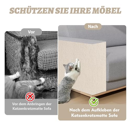 Protection canapé anti griffe chat : tapis griffoir découpable beige x2 - 11