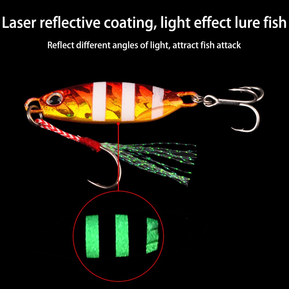 Lubina Set Cebo Artificial Luminoso, Señuelos Pesca Kit, 5 Piezas Spinning Accesorios