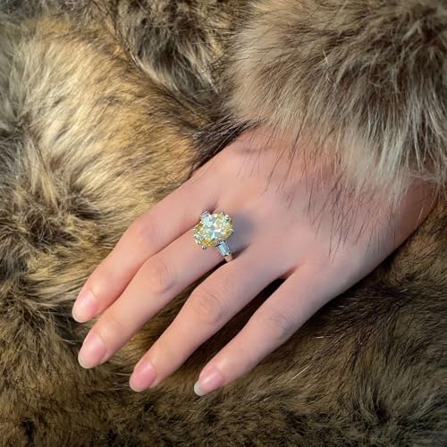 925 Sterling Silver Promise Rings for Women, 5ct Oval Cut Yellow Moissanite Ring 10x14mm, Ideal for Wife for Anniversary2