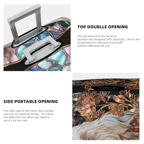 Stained Glass White Cat Floral Elastic Travel Luggage Covers Dustproof Scratch-Resistant Suitcase Protector Fit 22-24 Inch3