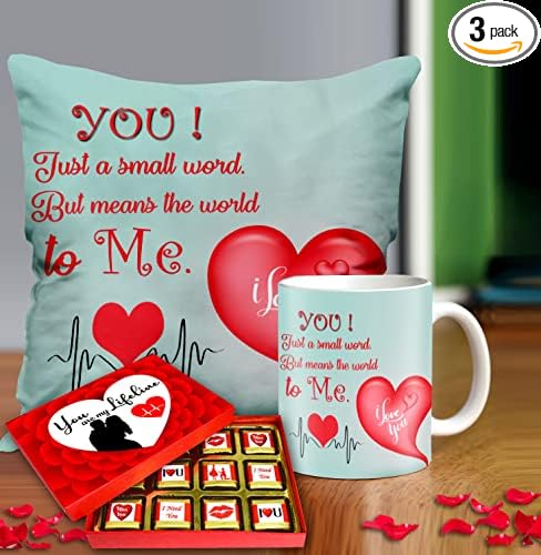 Midiron Birthday Gift Set, Anniversary Gift for Wife, Valentine Day Gifts, Chocolate with Cushion and Coffee Mug, Birthday Gifts for Wife, Birthday Special Pack