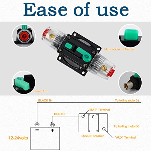 30 Amp Circuit Breaker, (2 Pcs) With Inline Fuse Automatic Disconnect Manual Reset Switch Dc 12-48V And Cable Ties Wire Ferrules Screws For Solar Panels Motor Marine Car Rv (Waterproof) #TOP5