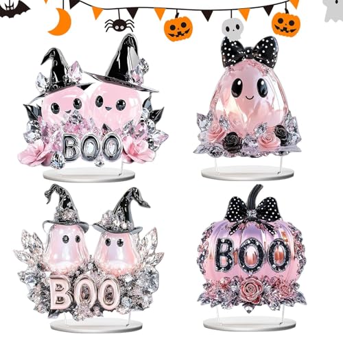 Décoration de table Halloween : lot de 4 fantômes 2D en acrylique - 8