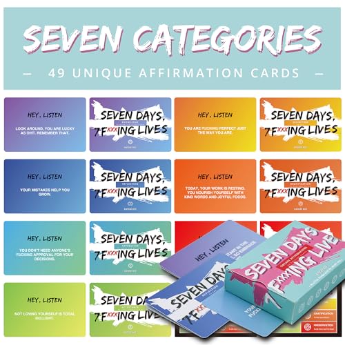 Image of Positive Affirmation Cards - 49 Daily Sweary Motivational Cards With 7 Symbol Energies, Boost Your Inner Badass And Achieve Your Goals, Mindfulness Inspirational Meditation Cards For Stress Relief