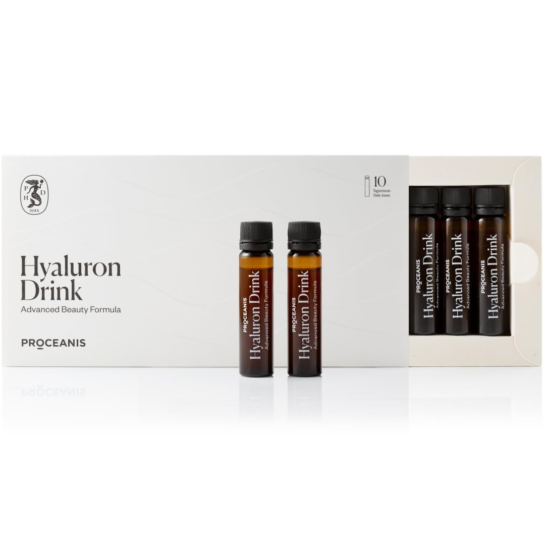 Hyaluron Ampullen zum Trinken (Hyaluronsäure hochdosiert) - Hyaluron Drink für natürlich schöne Haut, Haare, Nägel - 100% Vegan (10 Tage Trinkkur)