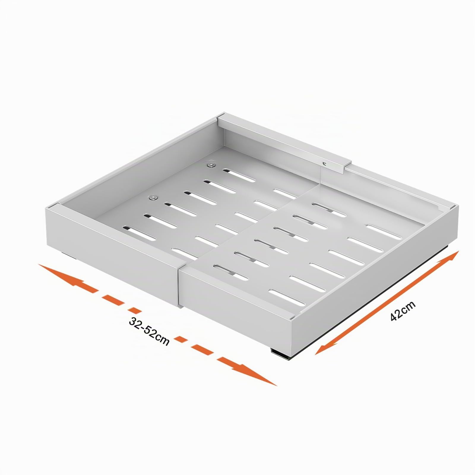 Cassetto Telescopico Estensibile Organizzatore Estraibile per Armadietti Acciaio al Carbonio Organizzatori Sotto il Lavello con Pellicola Adesiva da Cucina, Dispensa, Bagno (Bianco, 1pezzo)