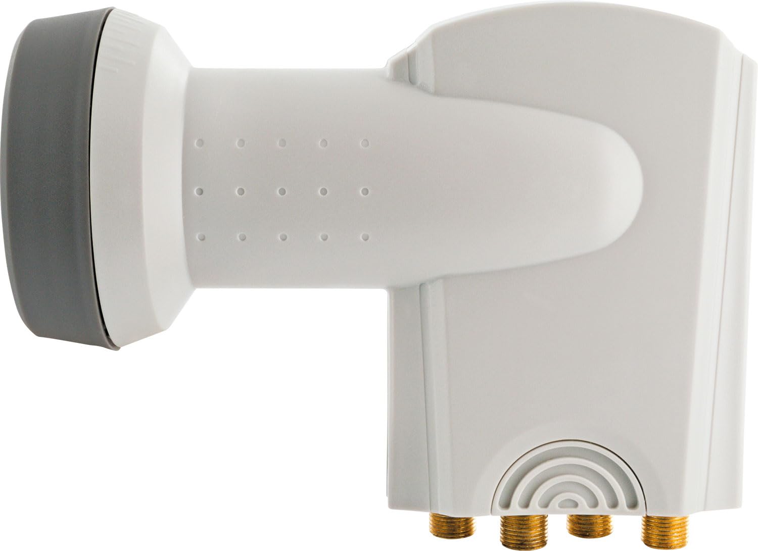 SCHWAIGER -364- Quad LNB z ochroną przeciwsłoneczną, 4-krotny, cyfrowy (4 użytkowniki), wyjątkowo odporny na wysokie temperatury nasadka LNB, zastosowanie z anteną satelitarną, kompatybilny z wieloma feedami z ochroną przed warunkami atmosferycznymi, pozł