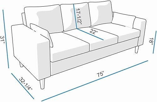 Miniatura 10 de Panana - Sofá modular de 2 plazas con cojines de respaldo reversibles y de tela moderna, para apartamento pequeño (color marrón, 2 plazas)
