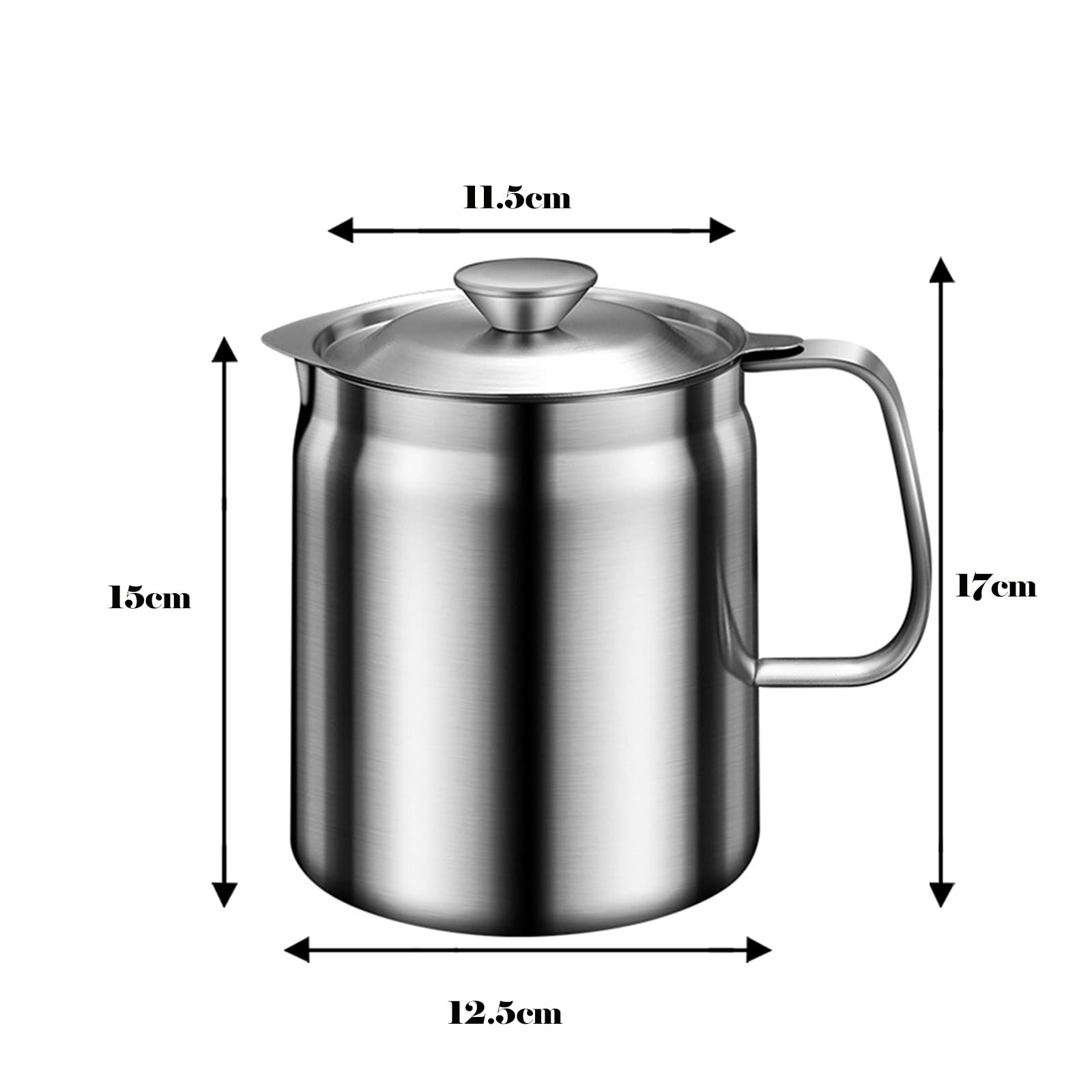 Vaso Per Olio Di Cottura In Acciaio Inox 2L – Contenitore Con Colino E Beccuccio Versatore - 2