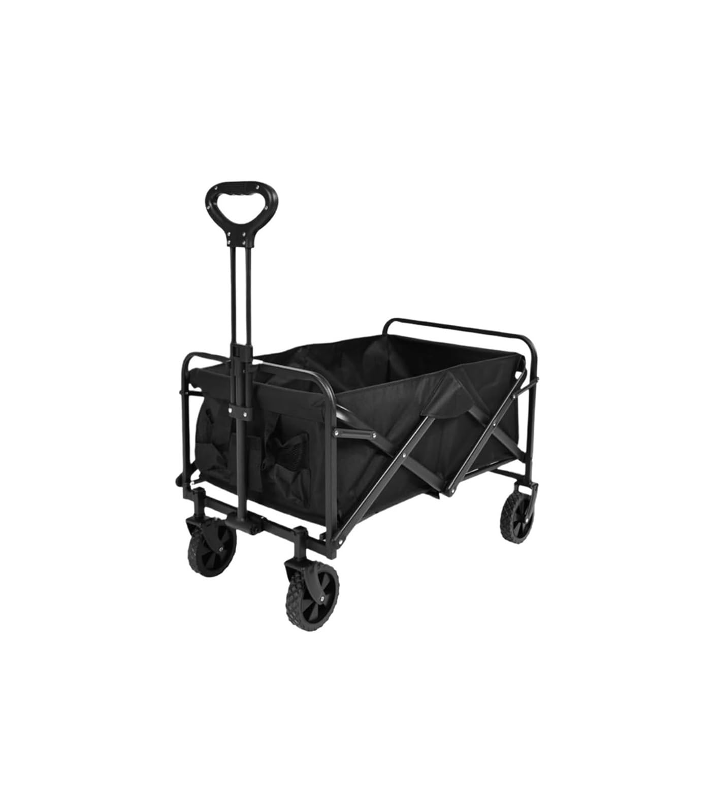 Fgjsfhrdtu Black Foldable Hand-Pulled Trailer Cart, Outdoor Picnic Camping Trolley