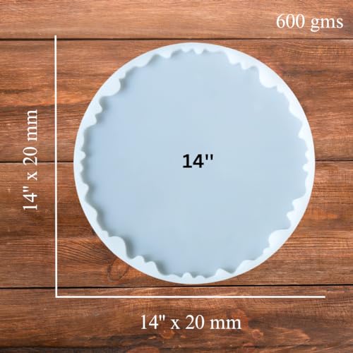 Image of R H Lifestyle Silicone Moulds Round Coaster Mould for Resin Art Epoxy Casting Mould Tray, Photo Frame, Plate, Clock Mold Large Resin Mould 14 Inch