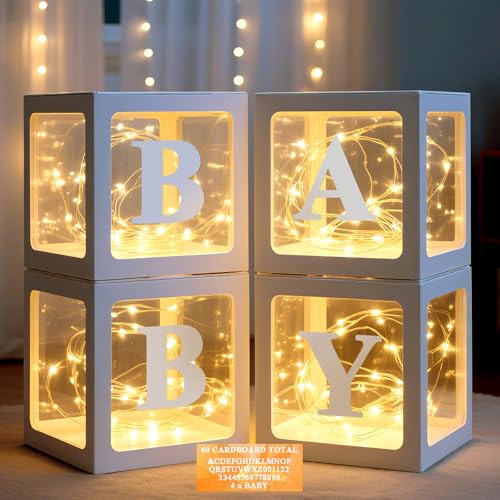 Ledido Baby Boxes with Letters for Baby Shower Decorations, 4
