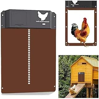 Auto Chicken Coop Door,Light Sensitive Automatic Chicken Door Opener,Battery Powered Chicken coop Doors Automatic Electric, Weatherproof Automatic Coop Door for Safe Chicken Rearing(Brown)